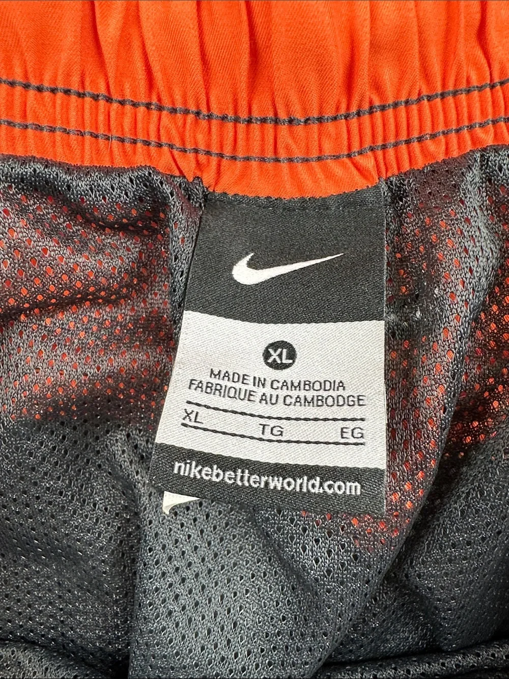 Nike Swim Volley Shorts Mens XL Black Orange Lined Drawstring Beach Trunks